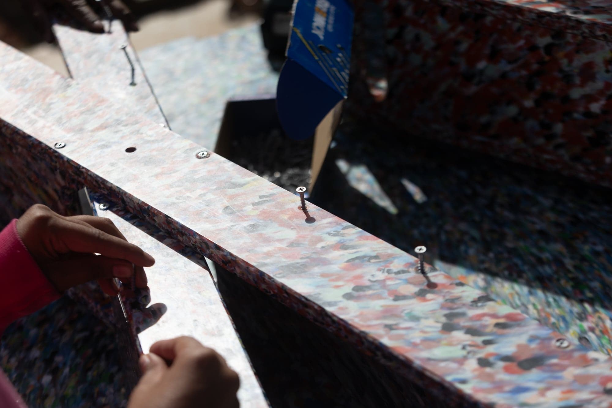 Stretch Bed parts laid out during the Alice Springs build
