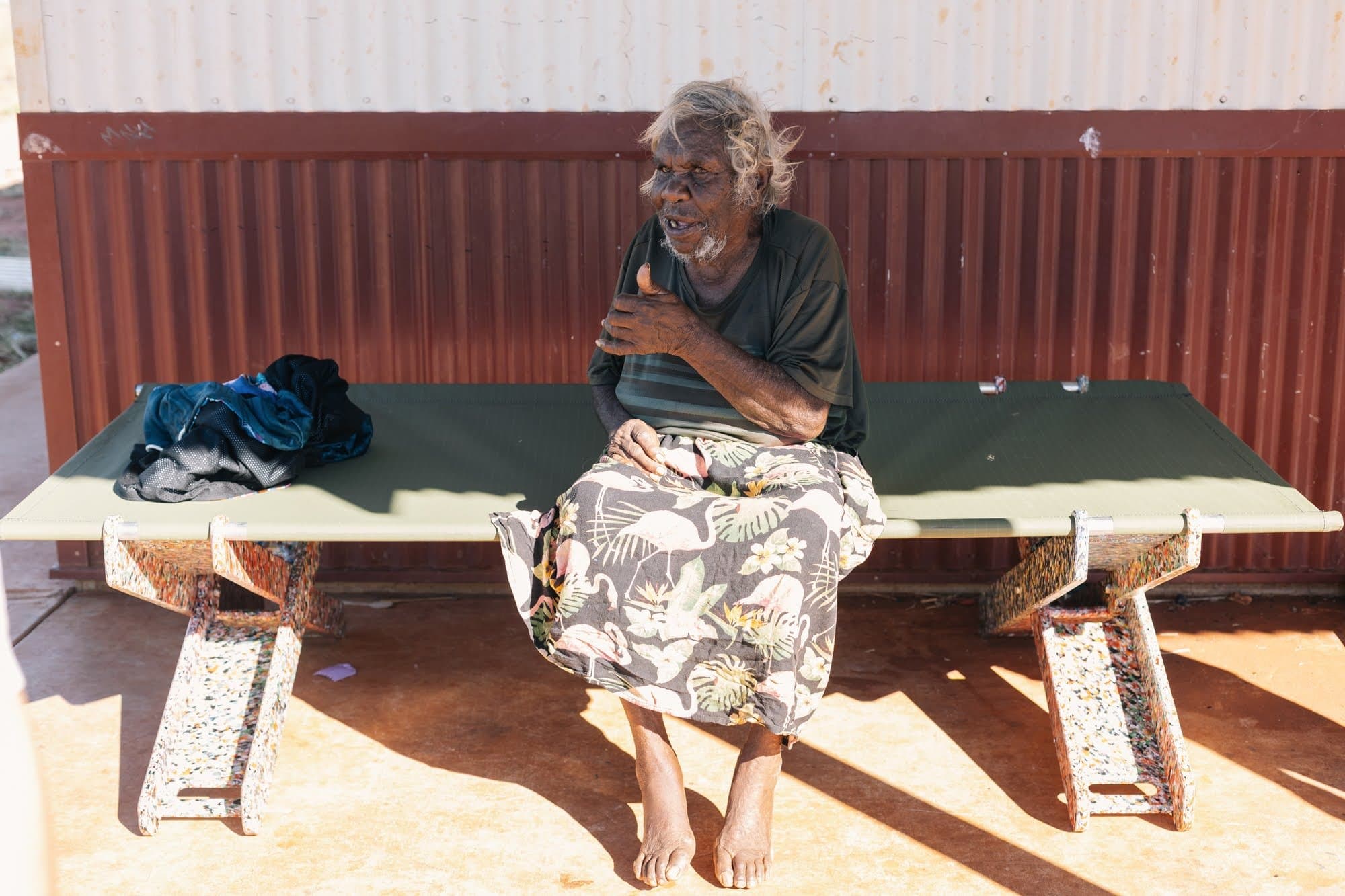Sitting on a Stretch Bed on a verandah