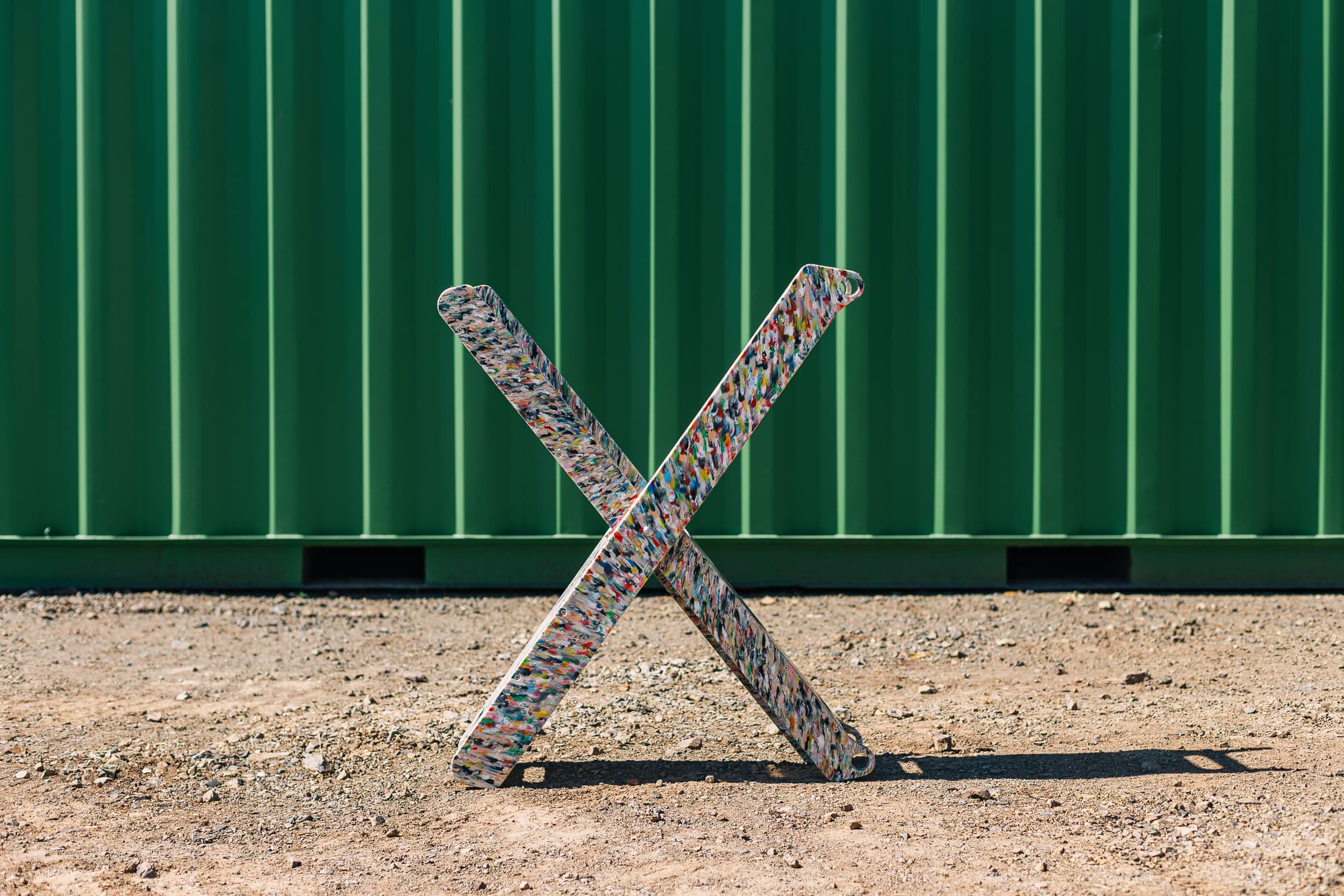 Recycled HDPE plastic legs, pressed from community waste