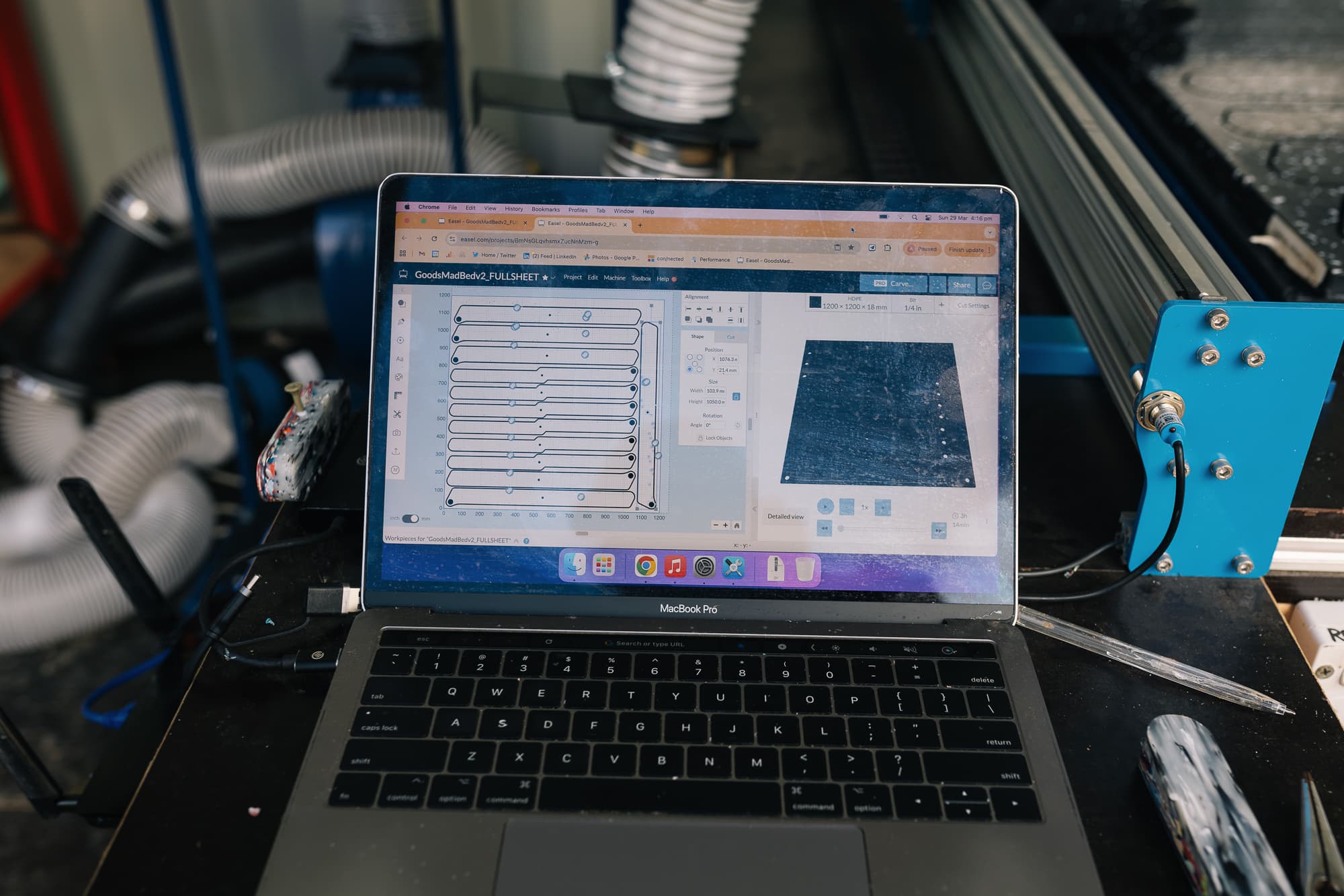 BlueCarve CNC control software nesting bed-leg cuts