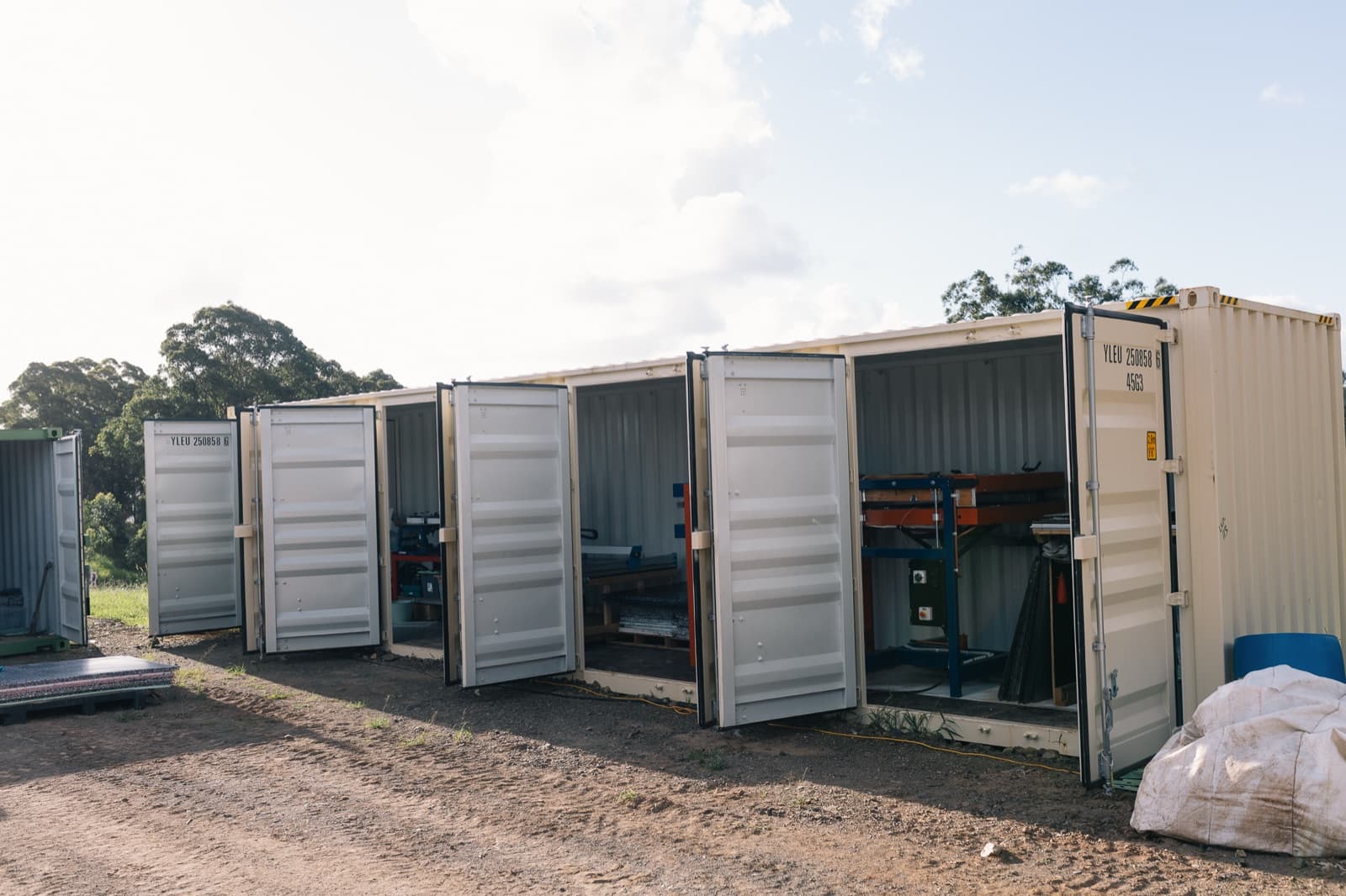 Wide-angle view of the containerised production facility