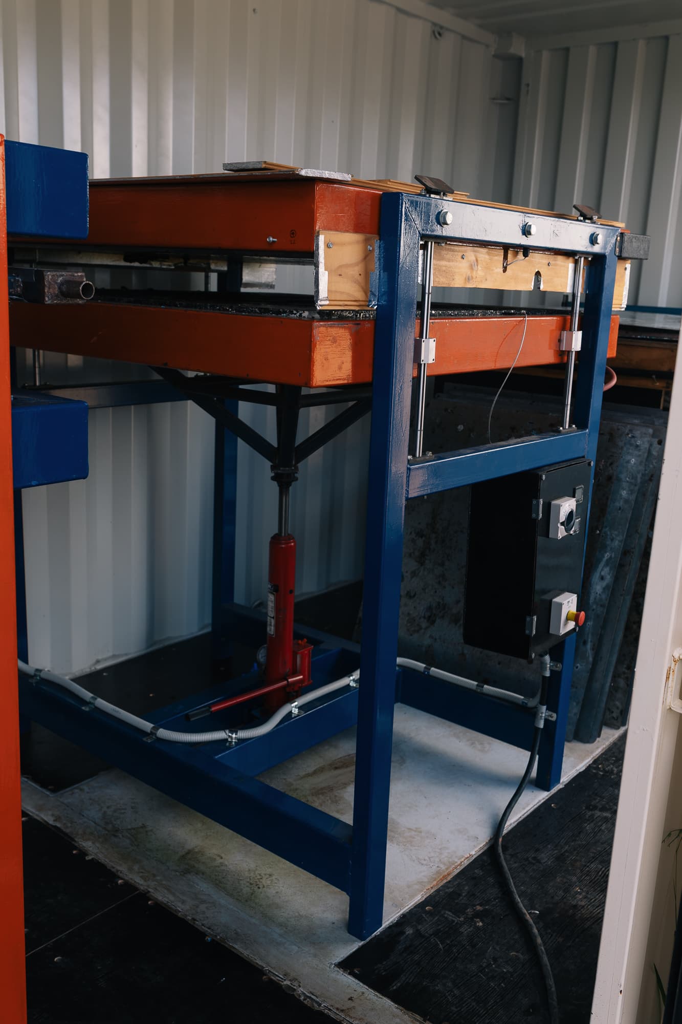Full view of the heat press during a press cycle