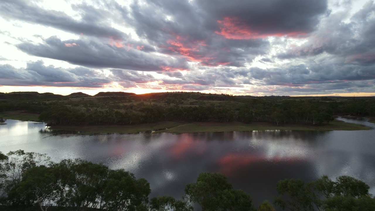 Tingkkarli, Lake Mary Ann, north of Tennant Creek, at sunset from the air